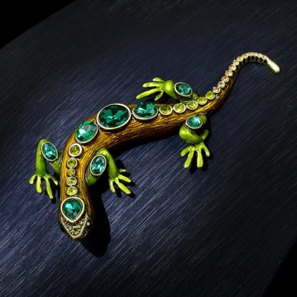 Large Lizard Crystal Brooch / Necklace Pendant - Picture 8 of 10
